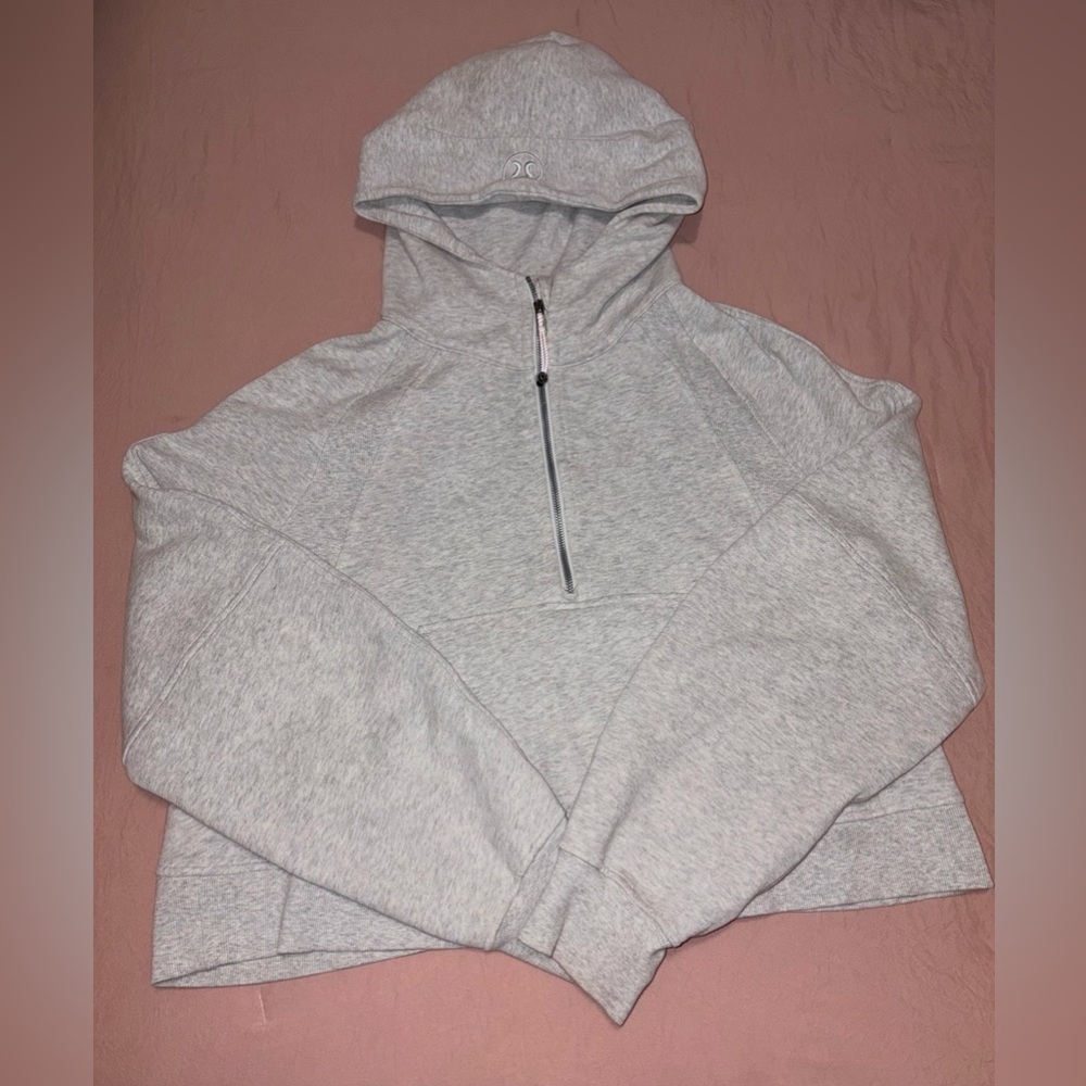 Lululemon Women’s Heathered Gray Cropped Scuba Quarter Zip Hoodie XL/XXL